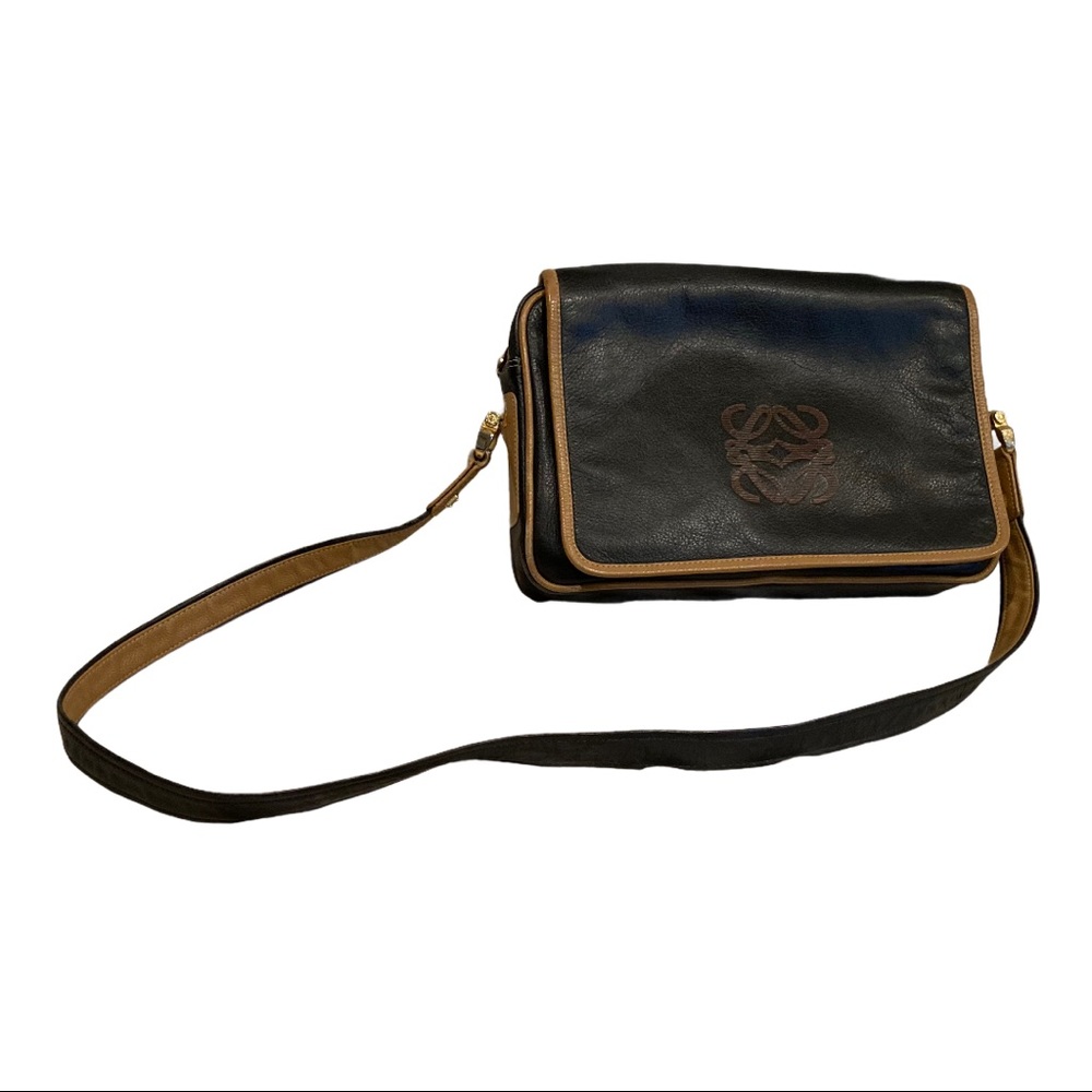 Loewe Classic Black and Brown Leather Crossbody Bag